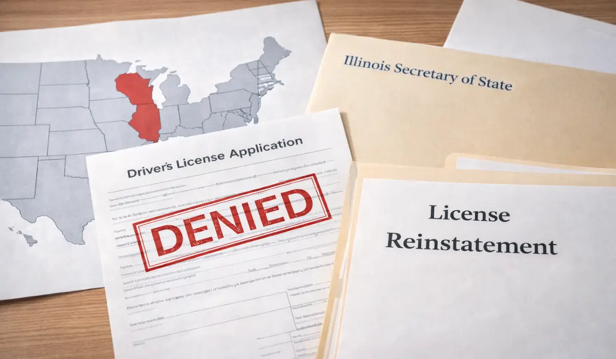 Driver’s license application denied due to Illinois hold affecting out of state license reinstatement